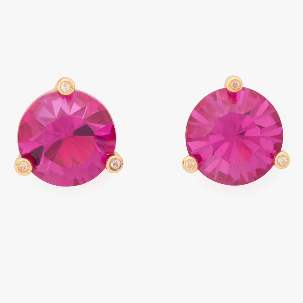 kate spade Hot Pink Crystal Stud Earrings with Gold Accents